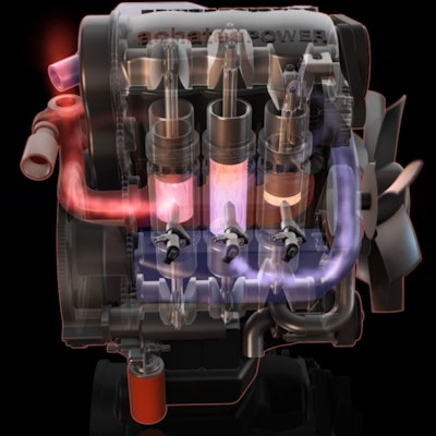An illustration of Achates Power's opposed-piston engine design.