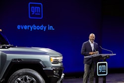 General Motors Executive Vice President Global Manufacturing Gerald Johnson address the gathering as GM announces Tuesday, April 6, 2021, the first-ever Chevrolet Silverado electric pickup and GMC HUMMER EV SUV will be built at GM's Factory ZERO Plant assembly plant in Detroit and Hamtramck, MI.