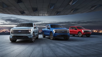 The 2022 Ford F-150 Lightning all-electric pickup trucks.