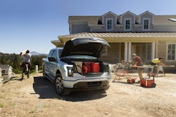 The F-150 Lightning features the largest front trunk in the industry with 400 liters of volume and 400 lbs. of payload. You can fit one check bag plus two carry-ons. You could fit two full sets of golf clubs. Essentially, we’re giving you your cabin back.