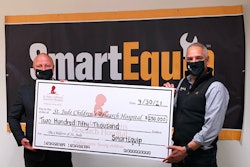Regional Executive Director Timothy Bayly of ALSAC, the fundraising and awareness organization for St. Jude Children's Research Hospital, accepted SmartEquip’s $250,000 donation from its CEO Fernando Piñera on April 30.
