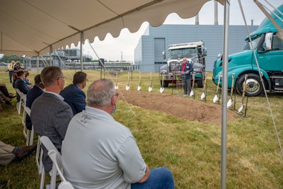 During the groundbreaking ceremony, Volvo Group executives were joined by local union leadership, and state and county officials, including Washington County Commissioner President Jeffrey Cline (at the podium).