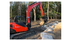 Marlboro Mountain Construction is uses a Werk-Brau Power Grip Bucket and Engcon Tiltrotator to easily grip and move rock and other materials.