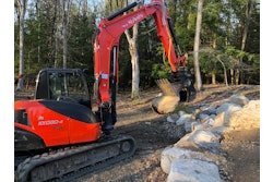 Marlboro Mountain Construction is uses a Werk-Brau Power Grip Bucket and Engcon Tiltrotator to easily grip and move rock and other materials.