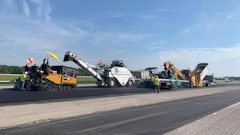 This photo was submitted by Andrew Taylor. Last month, the Shelly Company & Ebony Construction were working to pave in echelon at the Toledo Express Airport.