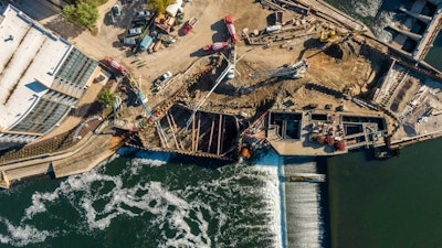 Ozinga mixer trucks support Rieth-Riley Construction building an underground, 2.5 megawatt hydroelectric facility in South Bend, IN.
