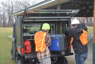Accessories are often added to utility vehicles for commercial applications, like cabs, keyless start, straight shift, telematics, work lights, strobe beacons, RAC systems for the cargo box and sweepers.