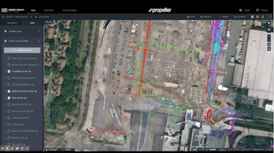 Overlaying CAD files on current project images in daily planning meetings gave crews real-life landmarks to help orient their work. (click on this image to see a larger view)