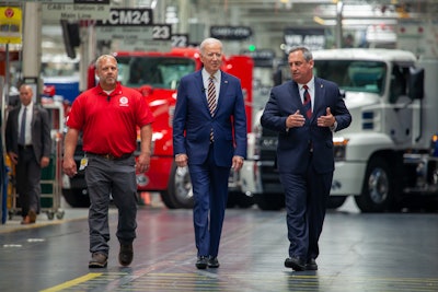 Mack Trucks today hosted President Joe Biden at its Lehigh Valley Operations (LVO) facility in Macungie, PA, where all Mack heavy-duty models for North America and export are assembled. Biden stressed the importance of American manufacturing, buying American products and good-paying jobs during remarks made at the facility.