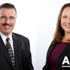 Dennis J. Slater (left) will retire as AEM president, effective December 31, 2021. Megan Tanel, AEM’s senior vice president, Construction & Utility Sector, will succeed Slater in the role effective January 1, 2022.