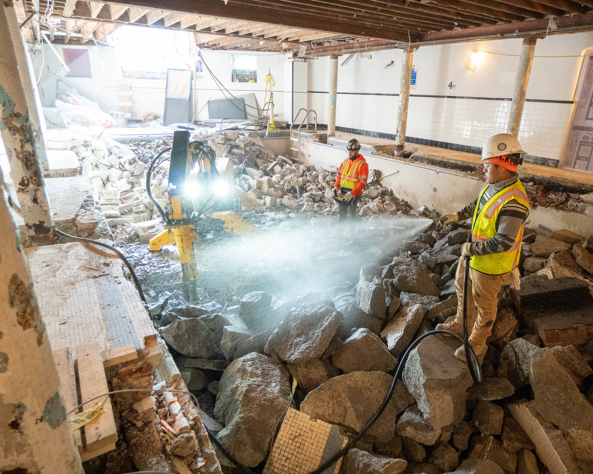 Demolition Robot Cuts a Pool from a Historic Basement 25% Under Budget |  For Construction Pros