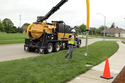 The Vermeer VXT300 vac truck is outfitted with an 8-cu.-yd. spoil tank, 6-in. dig tube and the ability to carry up to 800 gal. of water so crews can maximize productivity on the job.