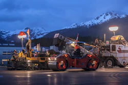With traditional rolling efforts, some areas of the asphalt mat do not receive total coverage. Intelligent compaction (IC) was used during the construction of the Sitka Airpirty to ensure the entire asphalt mat received the correct amount of compaction effort.