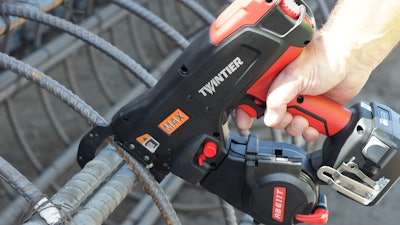 The TwinTier RB611T Large Jaw Cordless Rebar Tying Tool