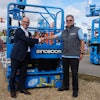 The partnership was signed by Tim Whiteman, CEO of Sinoboom BV, right, and Kristof Bolle, senior VP EMEA for TVH, left.
