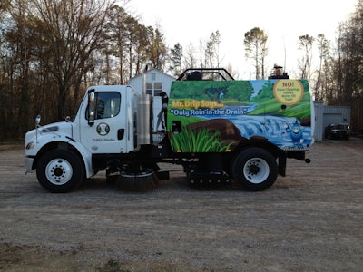 'The hopper was wrapped with a logo residents might recognize from educational pamphlets the town has passed out at local schools and various community events in an effort to promote proper environmental housekeeping.'
