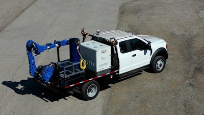 Stella, the robot painting truck, demonstrates a safer and more efficient way to paint street symbols.