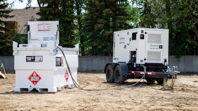 The TransCube has multiple feed and return ports to fuel as many as three pieces of equipment simultaneously, making it a versatile auxiliary fuel tank.