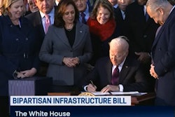 President Biden signed into law the $1 trillion infrastructure bill during a ceremony at the White House. The president called it a “blue collar blueprint to rebuild America,” and praised Republicans and Democrats for the bipartisan nature of the bill. Vice President Harris, members of Congress, and labor leaders also spoke in front of the crowd gathered on the South Lawn of the White House.
