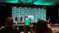 Amy Schwandt, publisher of Asphalt Contractor magazine, presents the 2021 Larry H. Lemon award winners at the NAPA annual meeting.