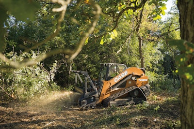 Examples of attachments that use an enhanced high flow system would include large cold planers, large mulching heads and rock saws where you might be able to clear brush and small trees with that mulcher more efficiently than you could with a regular high flow system.