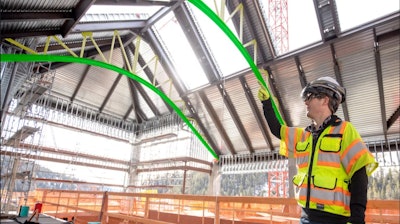 Tirmble's XR10 uses HoloLens 2 to show the wearer what project designs should look like, superimposed to scale over their view of the actual project site to clearly communicate the intended result.