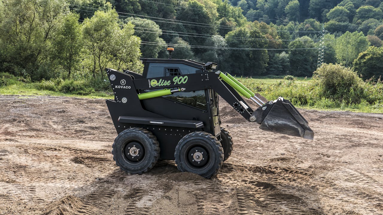 Kovaco Electric estimates that a heavy equipment operator could save nearly $18,000 over 3,000 hours if they used its Elise 900 electric skid-steer loader over a comparably priced and comparably spec’d diesel skid steer.