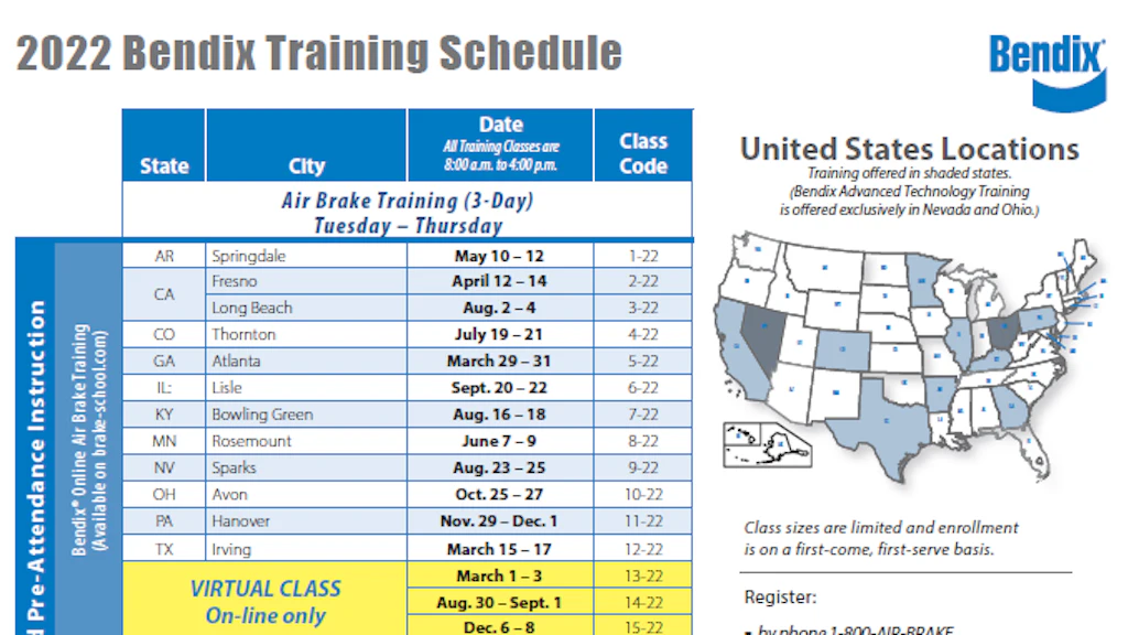 Bendix Announces 2022 Technical Training Sessions | For Construction Pros