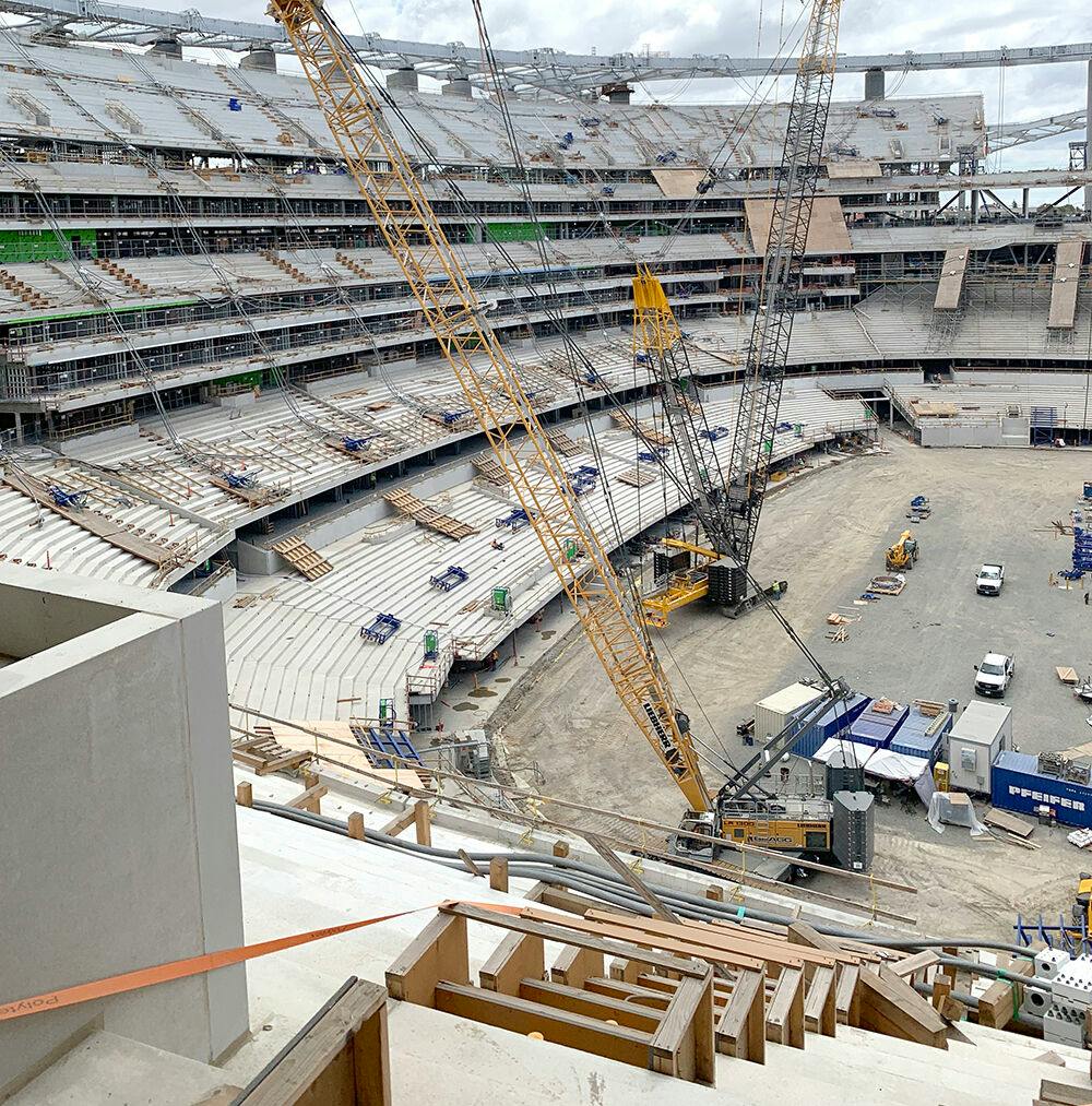 The fiber-reinforced concrete of the SoFi Stadium