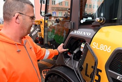 Volvo Construction Equipment recommends a Level 2 AC charging setup using an SAE J1772 charging adapter or J plug for its electric machines. While a common household 12-volt outlet will work, it will take longer.