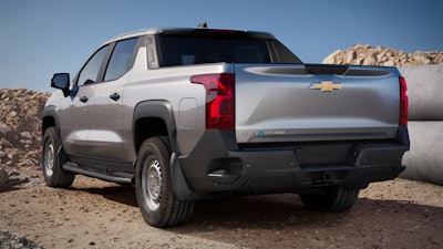 General Motors and Chevrolet are showing the first-ever 2024 Silverado EV all-electric pickup truck at the Work Truck Show.