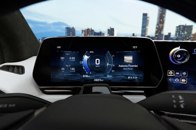 On the RST, information will be provided by a large 17-in.-diagonal LCD infotainment screen paired with an 11-in.-diagonal reconfigurable driver instrument display and a multi-color driver head-up display with a field of view over 14 in.