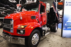 Mack’s MD series trucks, seen here at Work Truck Week 2022 in Indianapolis, are now available with Allison’s RDS 3000 transmission.