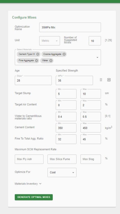 SmartMix Concrete Mix Optimization and Performance App
