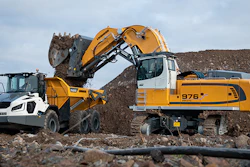 The R 976-E is one of two electric crawler excavators for mining and quarrying applications presented by the Liebherr earthmoving product segment.