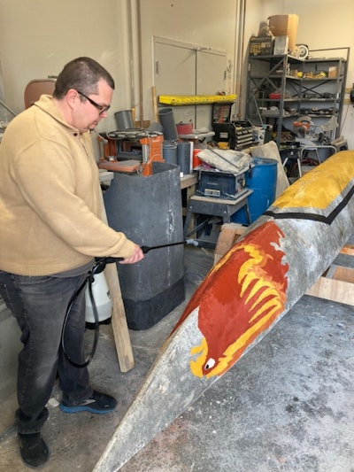 Spraying Alchemco's TechCrete 2500 onto the canoe was a project saver for the student team. Typically used on rooftops, facades, marine structures, precast elements, and more - TechCrete 2500 Waterproofing Agent is a bio-based, gel forming, modified silicate solution, that creates a barrier within the concrete against long-term water entry and enhances concrete durability.