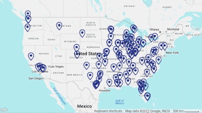 Pins of PCA-member locations producing a PLC across the U.S.