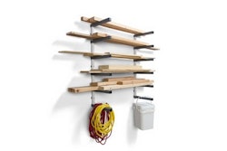 The new wall-mount wood storage rack models include: 4-Level Black and Gray, 4-Level White and Gray, and 6-Level White and Gray.