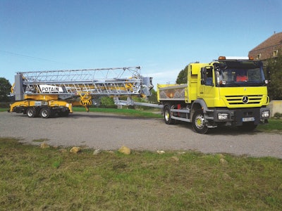 This tower crane features a 28-meter jib and is the first model in the Potain Hup range to feature a permanent undercarriage, which provides accessibility to the machine.