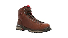 The Rams Horn boot meets the ASTM F2413 protective toe classification and electrical hazard standards and provides an oil and slip-resisting rubber outsole for stability in rugged working conditions.