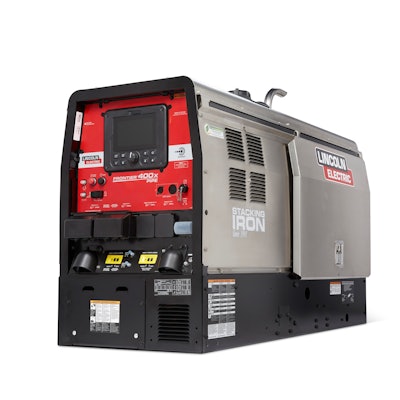 Powered by a 24.7 HP turbocharged Perkins diesel engine, the Frontier 400X Pipe delivers 400 amps of welding output to handle high amperage applications and 11 kW of single-phase or three-phase auxiliary power for demanding jobsites or campsites.