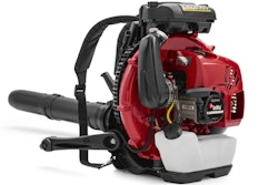 Available at local dealerships, the commercial-grade EBZ8560 backpack blower is powered by the RedMax Strato-Charged 2-stroke engine and produces 1,000 CFM of air volume.