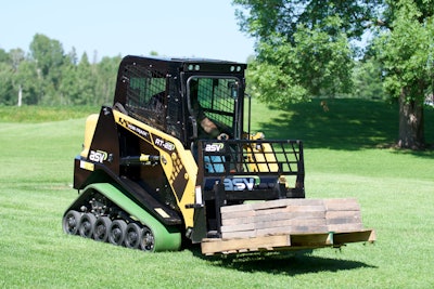 ASV’s green turf tracks have a completely smooth design and are manufactured from a specialized blend that resists cracking, provides traction and maximizes overall life.