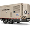 Powered by a tier 4 final compliant Cummins QSX15 engine, the HP1600 air compressor is secured to a double-axle trailer for transportation around jobsites.