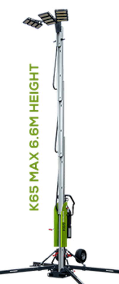 The new Ritelite K65 beam control lighting towers reduce wasted light, energy and light pollution by up to 70% compared to typical lighting tower designs.