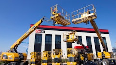 The aerial equipment available for sale and rent includes scissor lifts, articulating booms and telescopic booms.