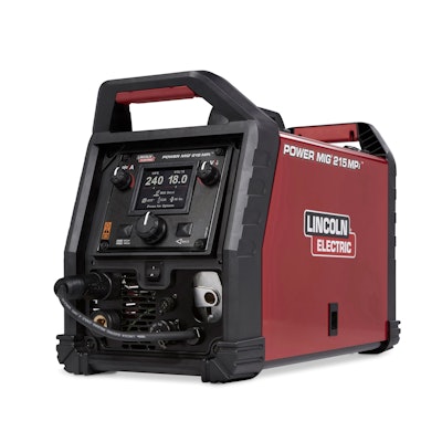 The POWER MIG 215 MPi welder features a built-in TIG solenoid, increased duty cycle and a portable housing with handles.