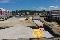 The Marous Brothers Site Group has been installing the new stormwater detention system at OMNI Senior Living Center in Solon, Ohio. The total installed system volume for this project is 56,229 cubic feet.