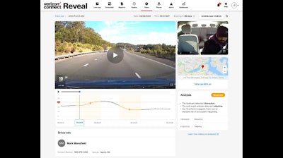 Verizon Connect’s AI Dashcam provides audible alerts to drivers when it detects unsafe driving, including signs of tiredness, distraction and phone usage and then tells drivers to take corrective action.