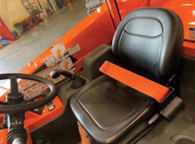 This new telehandler retrofit kit includes seatbelt engagement assurance, operator presence functionality, a high-visibility orange seatbelt and illustrated instructions for installation.